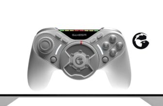 This recreation controller has a drive suggestions steering wheel lodged within the center